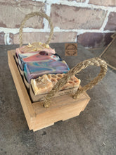 Load image into Gallery viewer, Soap crate gift basket with 4 soaps